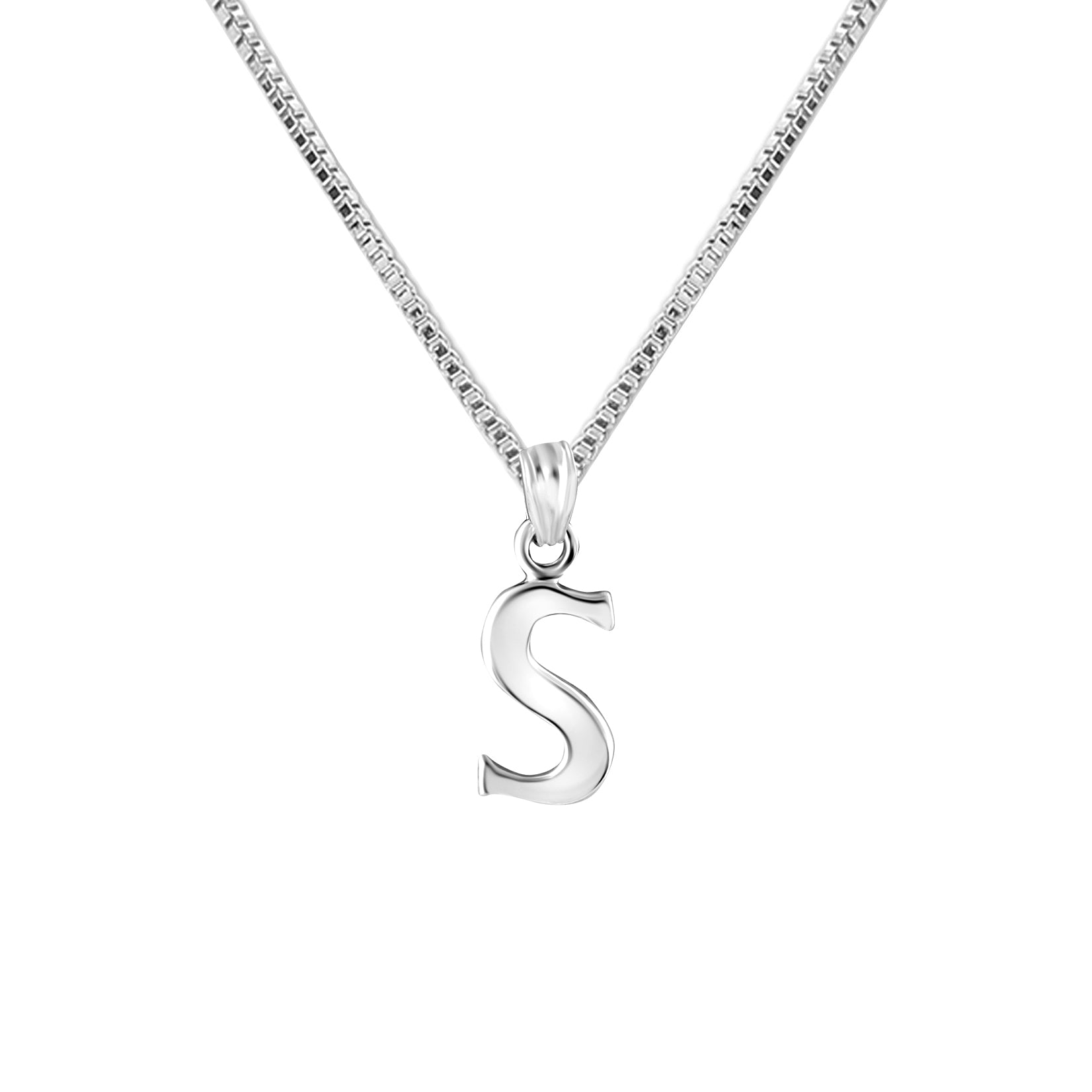 925 Sterling Silver 'S' Letter Pendant Necklace for Teen Women