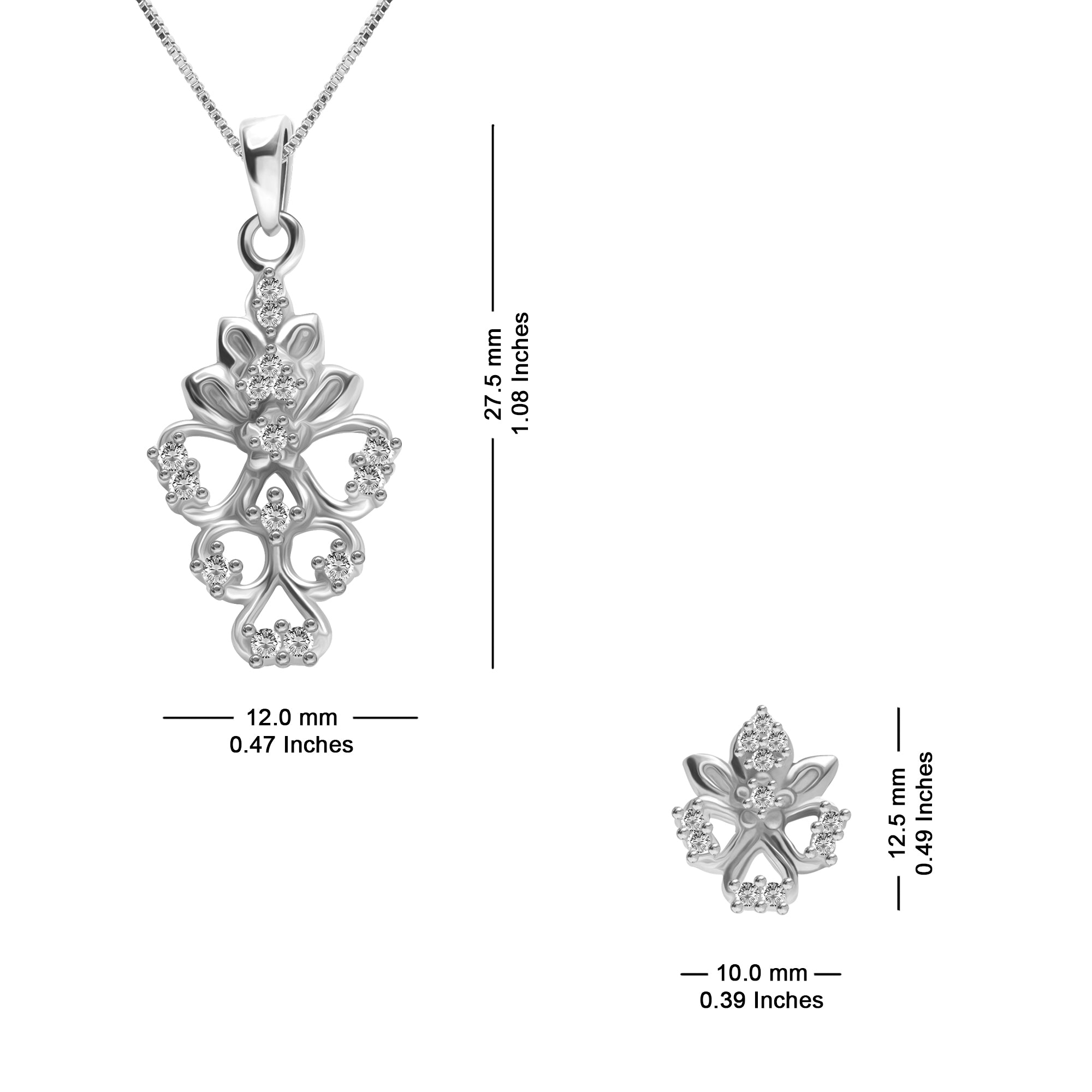 925 Sterling Silver Leaf Studded Necklace for Women