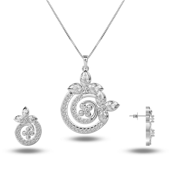 925 Sterling Silver Floral Necklace Set for Teen Women