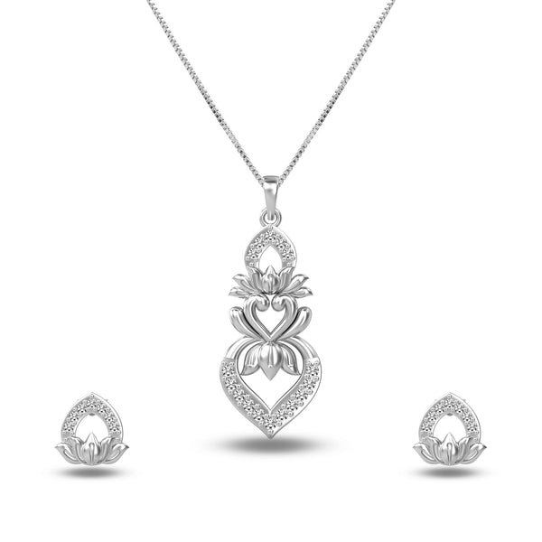 925 Sterling Silver Floral Necklace Set for Teen Women