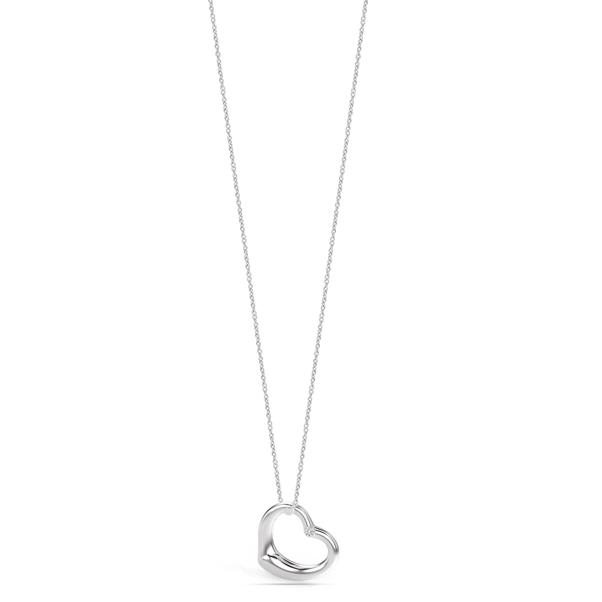925 Sterling Silver CZ Open Heart Pendant Necklace for Women Teen