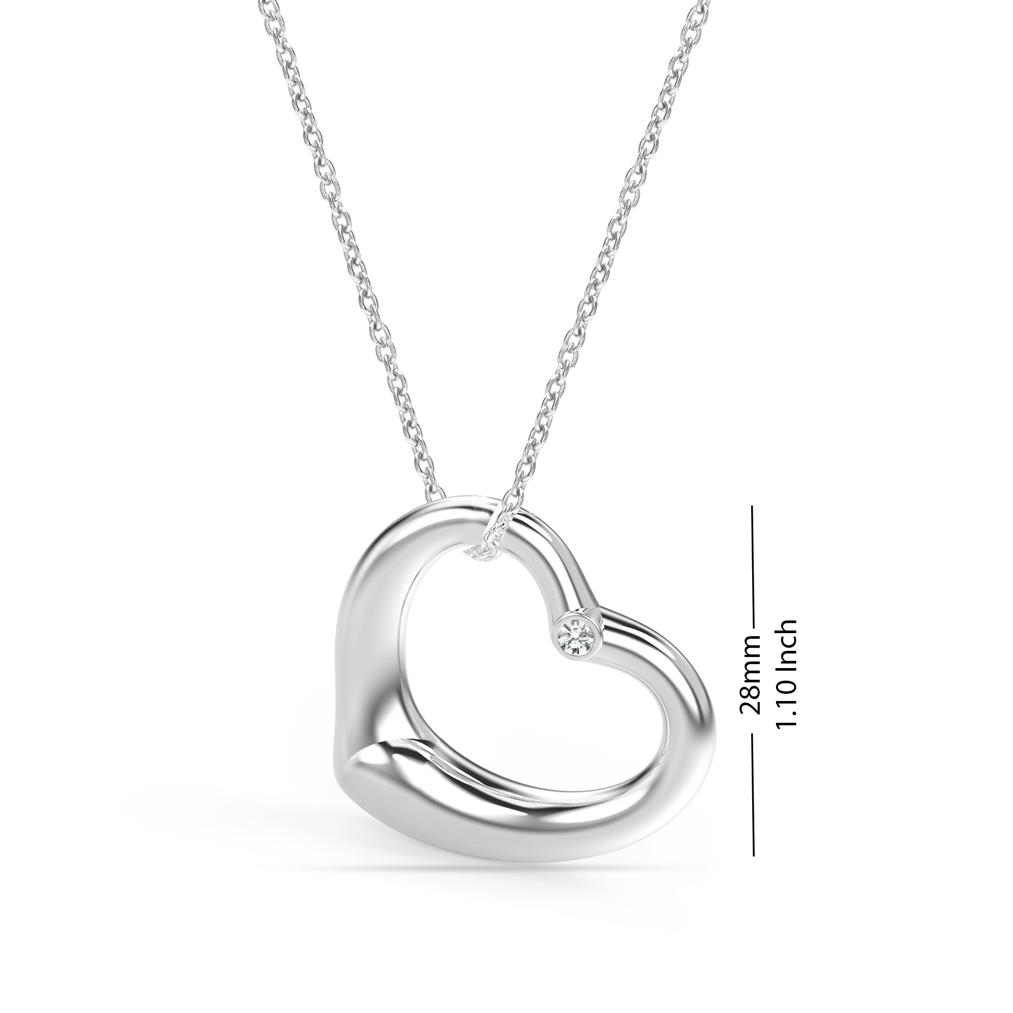 925 Sterling Silver CZ Open Heart Pendant Necklace for Women Teen