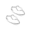 925 Sterling Silver Open Heart Band Ring Adjustable Toe Rings for Women