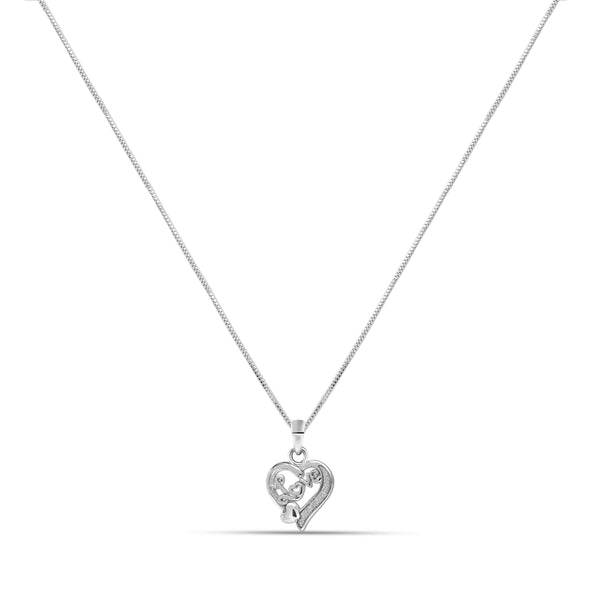 925 Sterling Silver LOVE in Heart Pendant Necklace for Teen Women