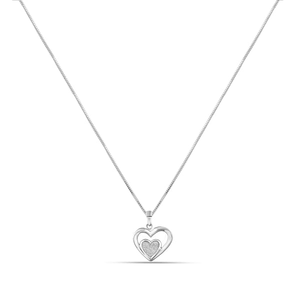 925 Sterling Silver Double Heart Pendant Necklace for Teen Wome