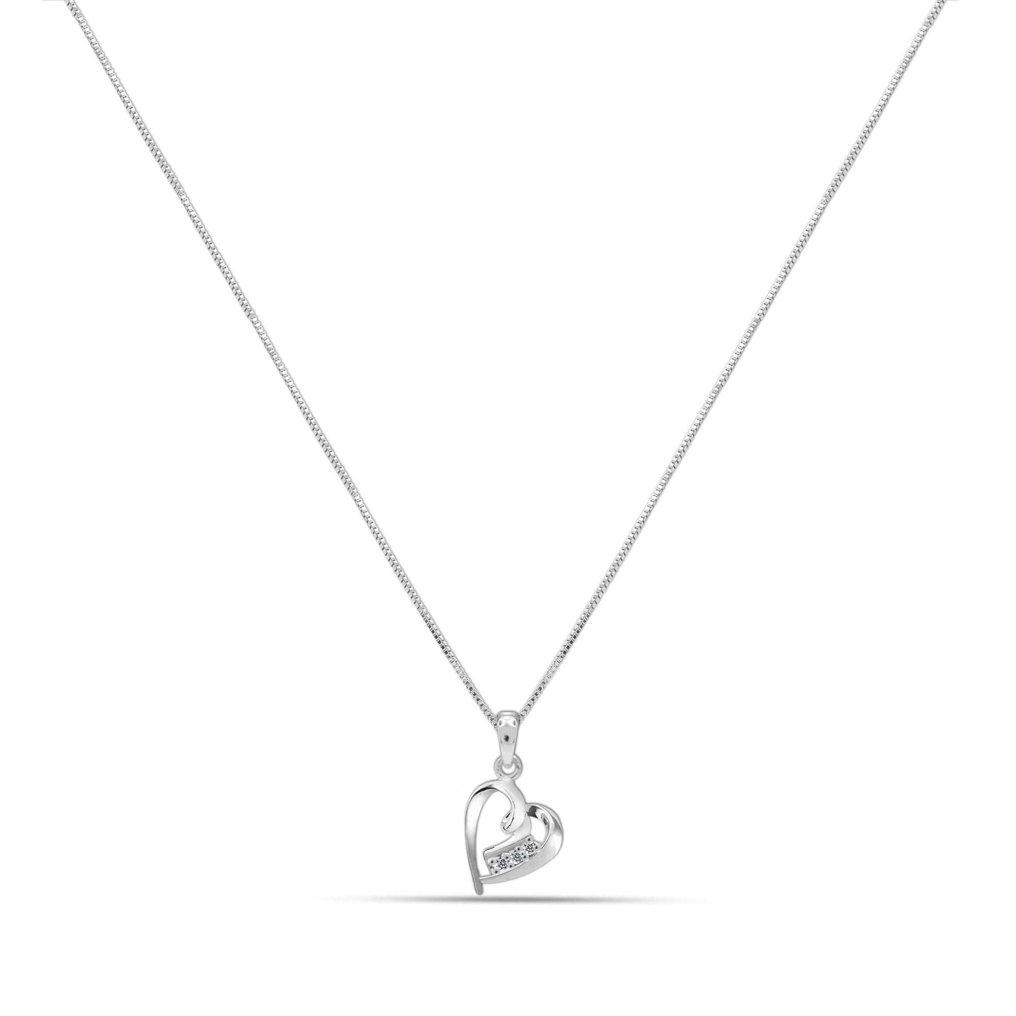 925 Sterling Silver Stylish Heart Pendant Necklace for Teen Women
