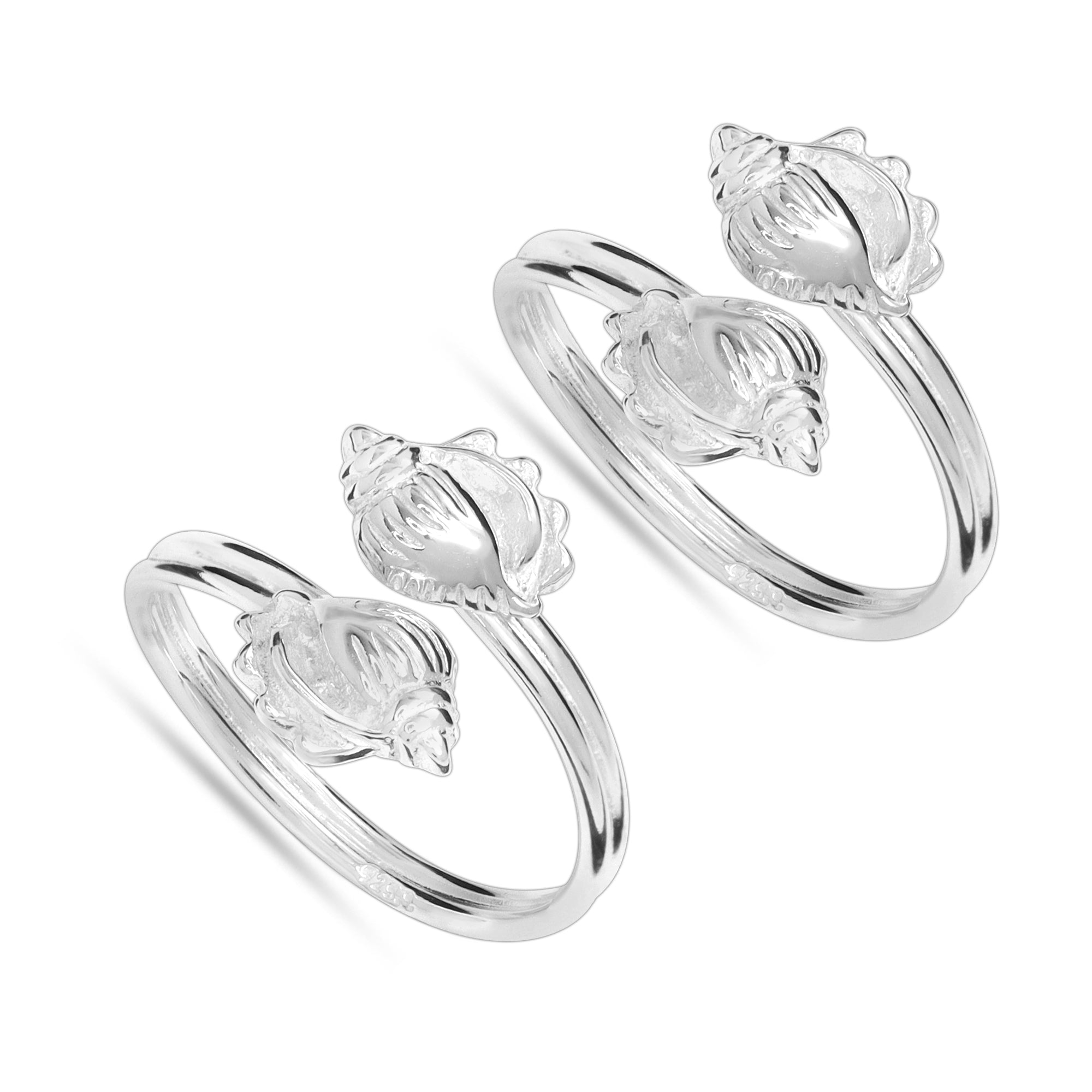 925 Sterling Silver Designer Corn Shell Toerings for Women