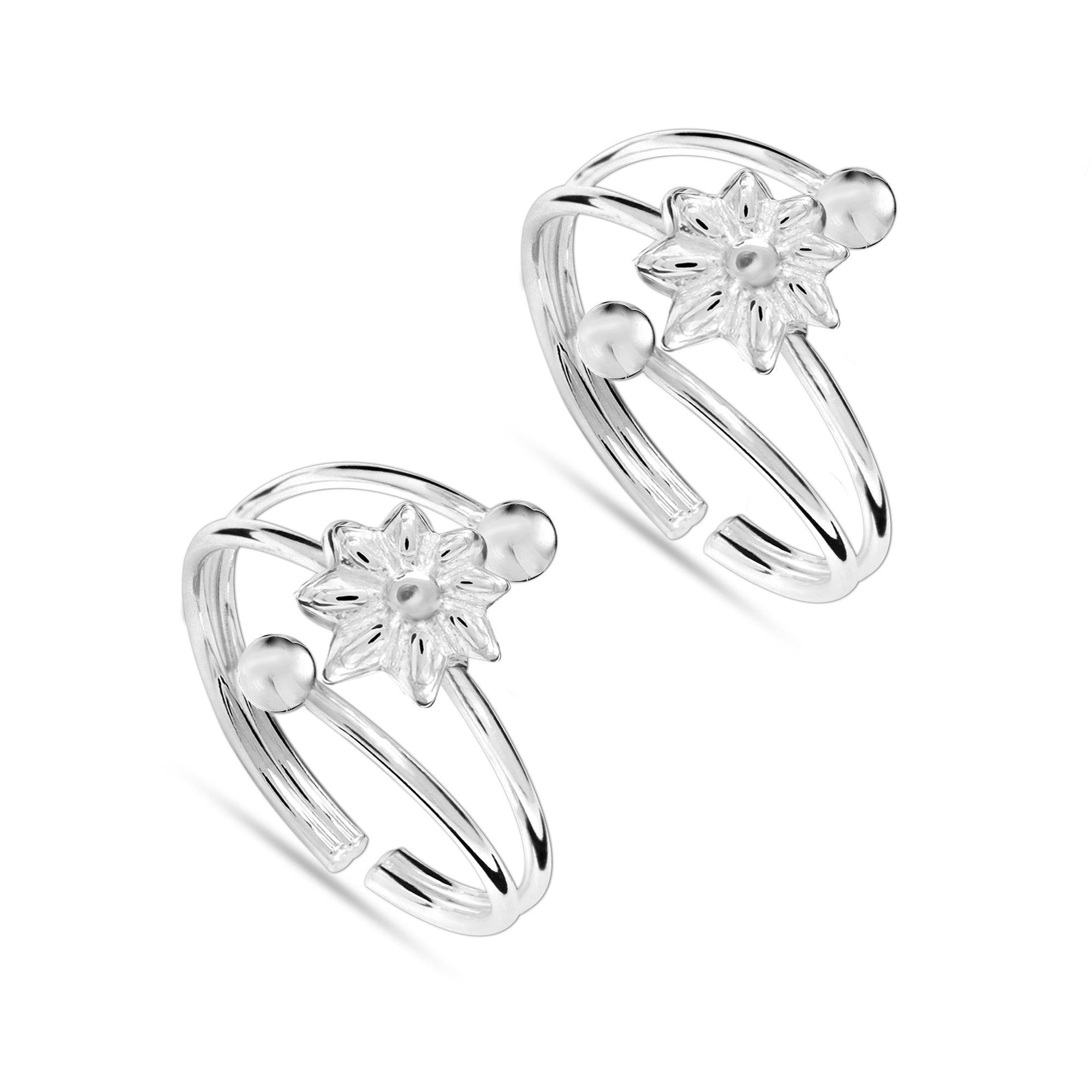 Floral Silver Toe Ring